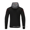 Mens Grey Soccer Wear Zip Up Hoodies